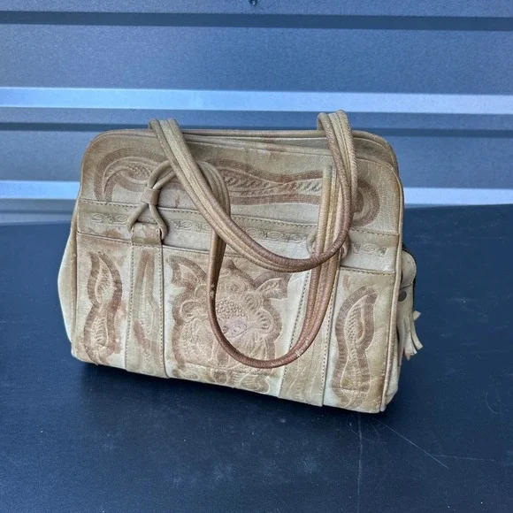 Vintage 1960's Leather Tooled Womens Purse Bag Western Vintage Retro Bag VTG - Picture 2 of 14